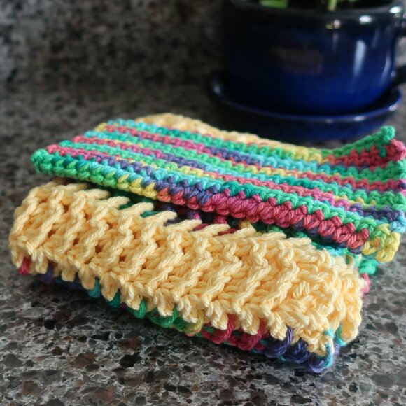 Multicolored Crochet Dish Drying Mats 100% Cotton Kitchen - Picture 13 of 15